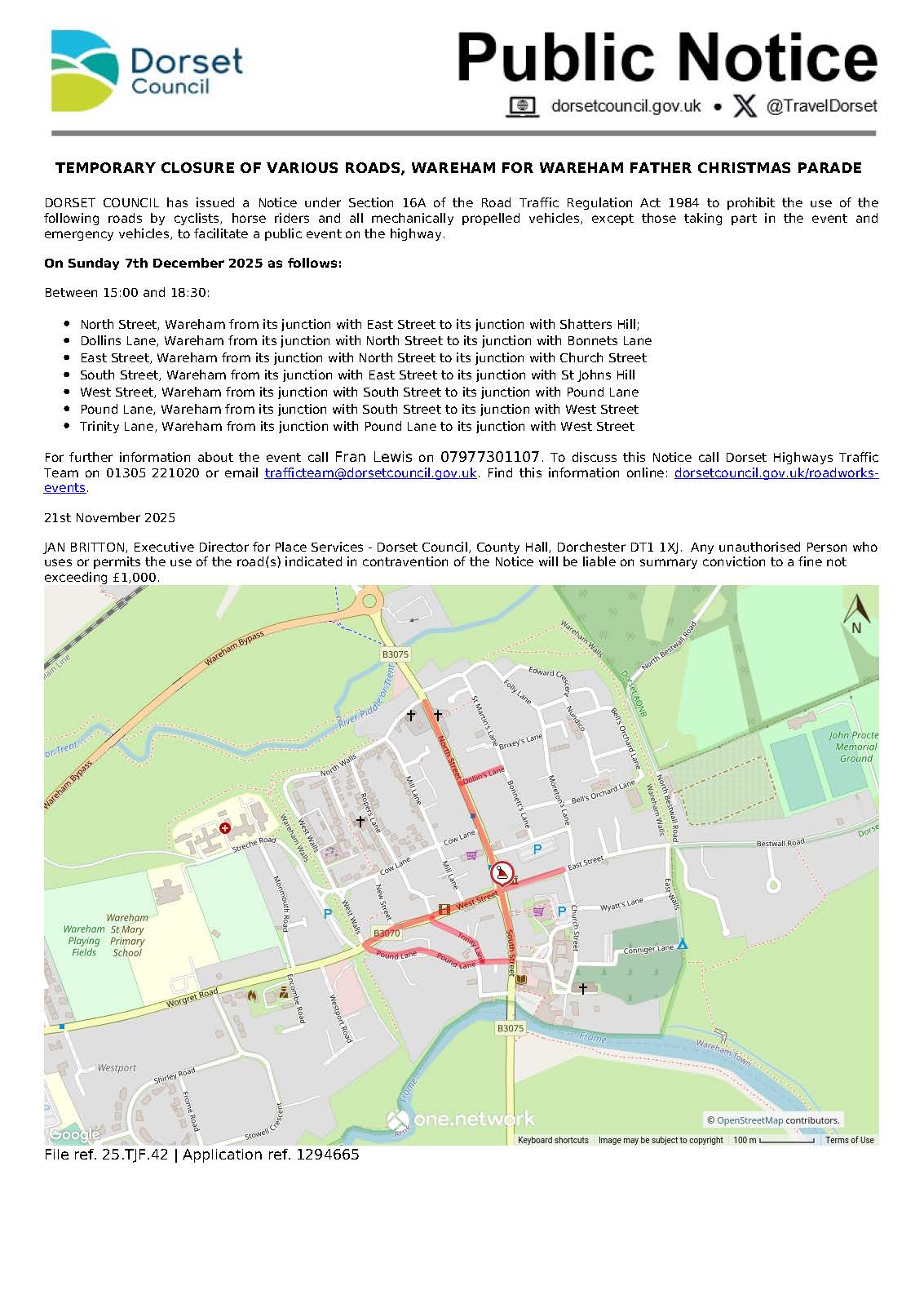 Father Christmas Parade - Road Closure