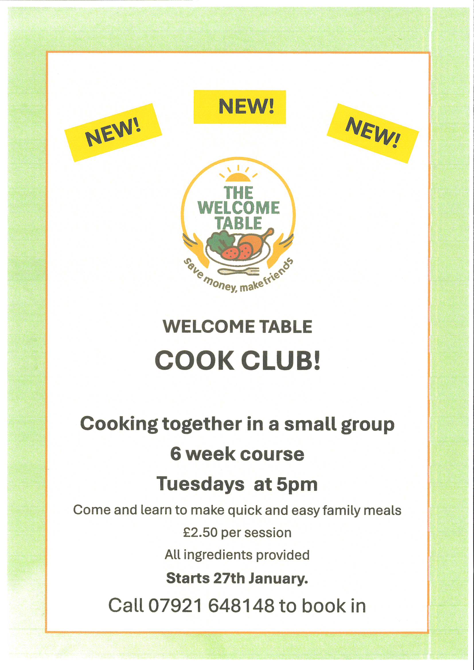 Welcome Table Cook Club
