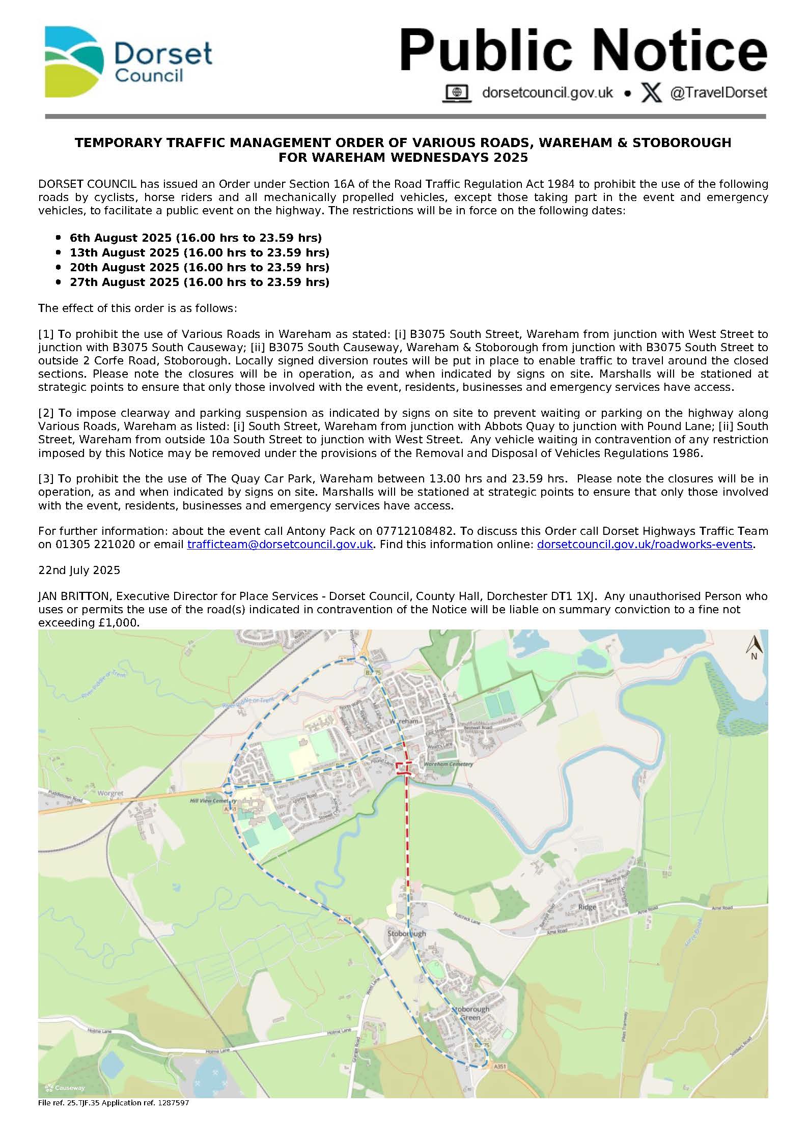 Wareham Wednesdays road closure information