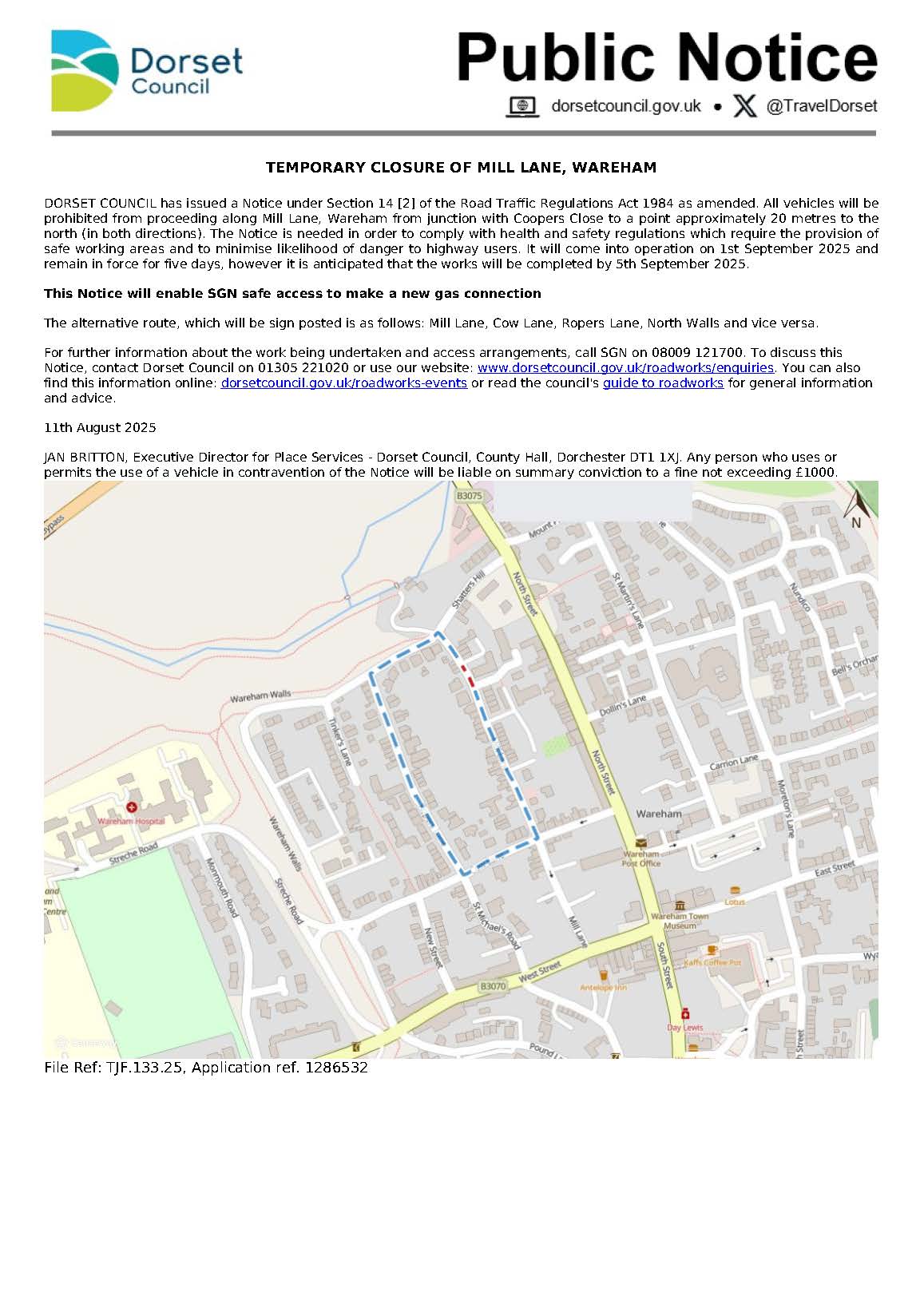 Mill Lane closure