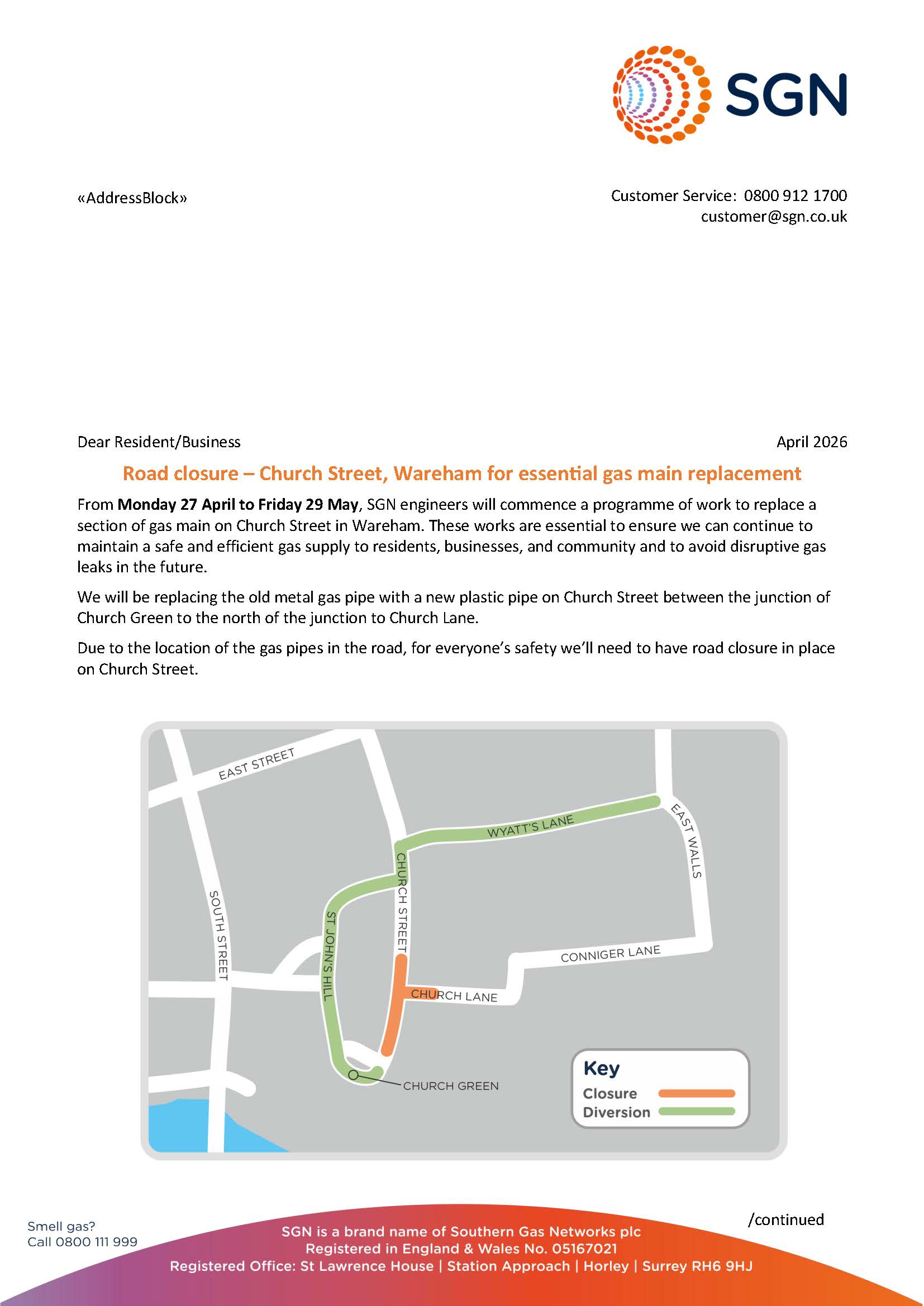 SGN - Gas Main works - Church Street